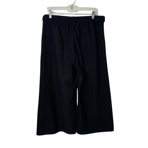 Eileen Fisher Women's Black Viscose Cropped Wide Leg Tie Front Pants, Small #220 - Picture 5 of 9